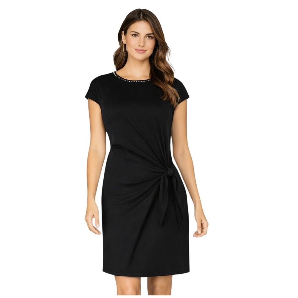 White House Black Market Mock Wrap Dress Black Size S EUC